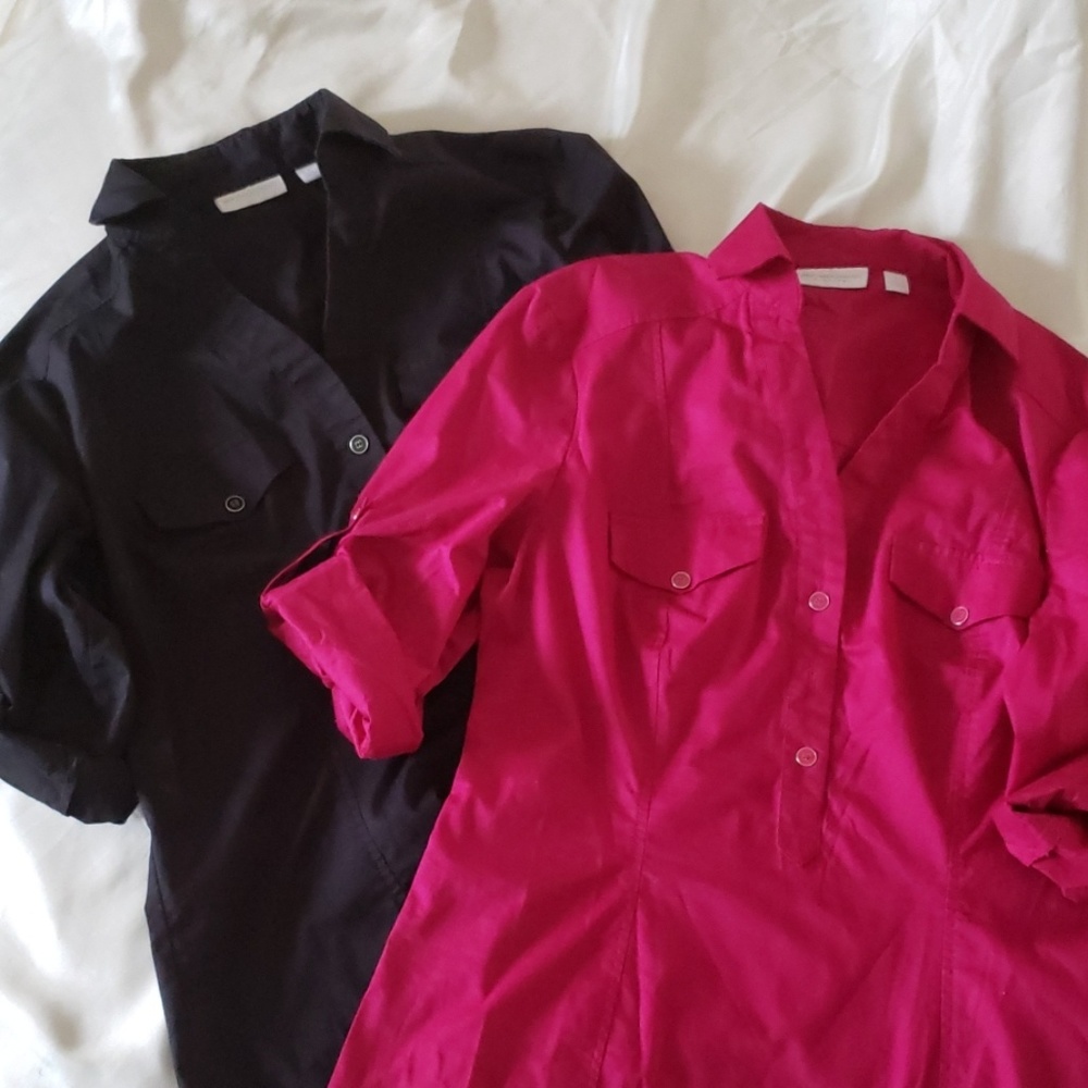 Set of 2 NY&Co pop-over portifino blouses